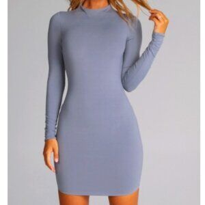 Meshki Long Sleeve Kylie Mini Dress Light Grey Size Small NWT